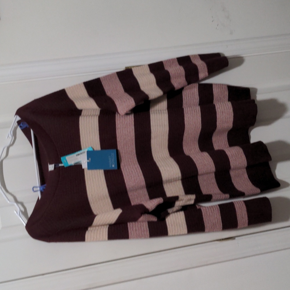 Market & Spruce Tawnee Cotton Blend Stitch Pullover Sweater- Burgundy